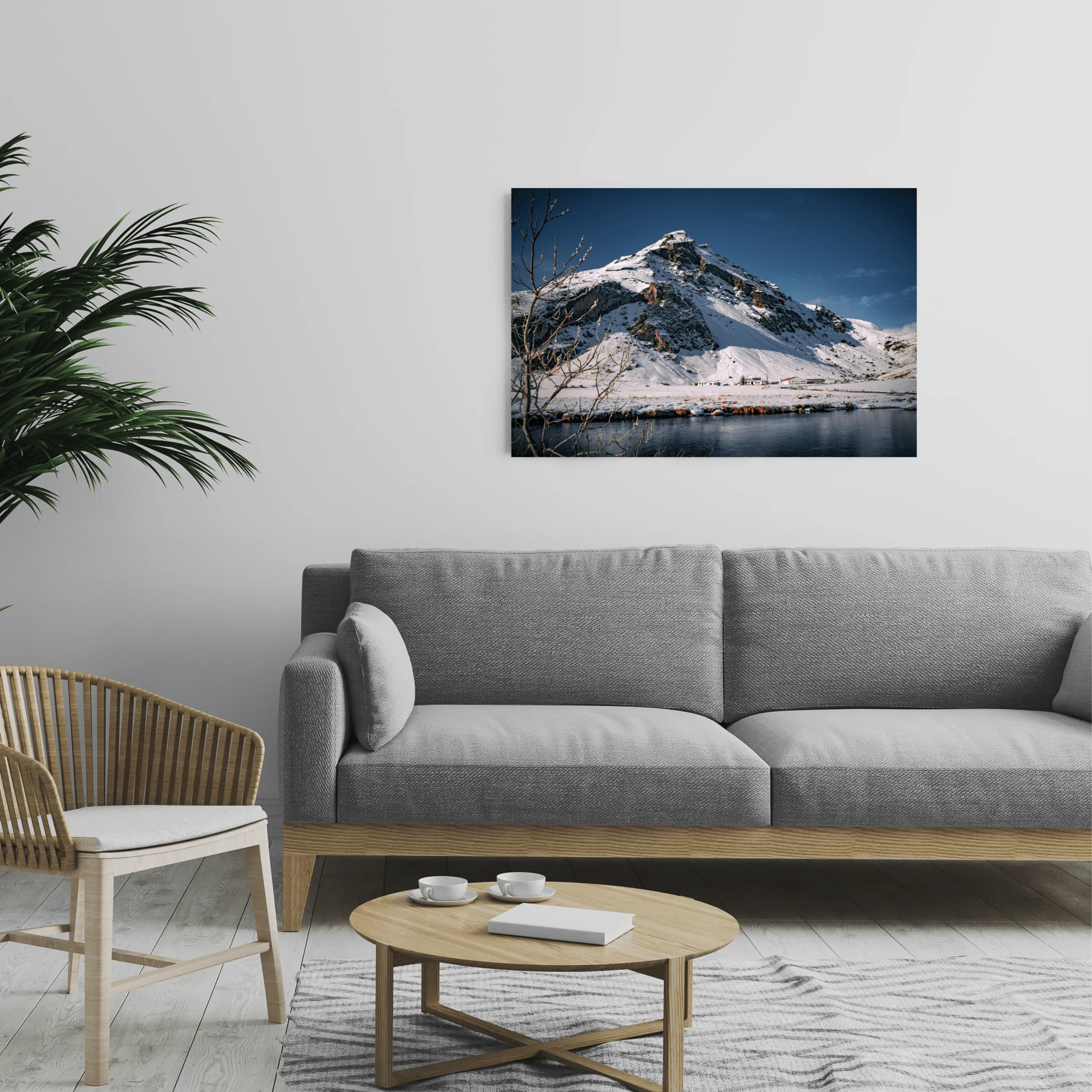 Whispers of Winter shown framed on a wall, for scale