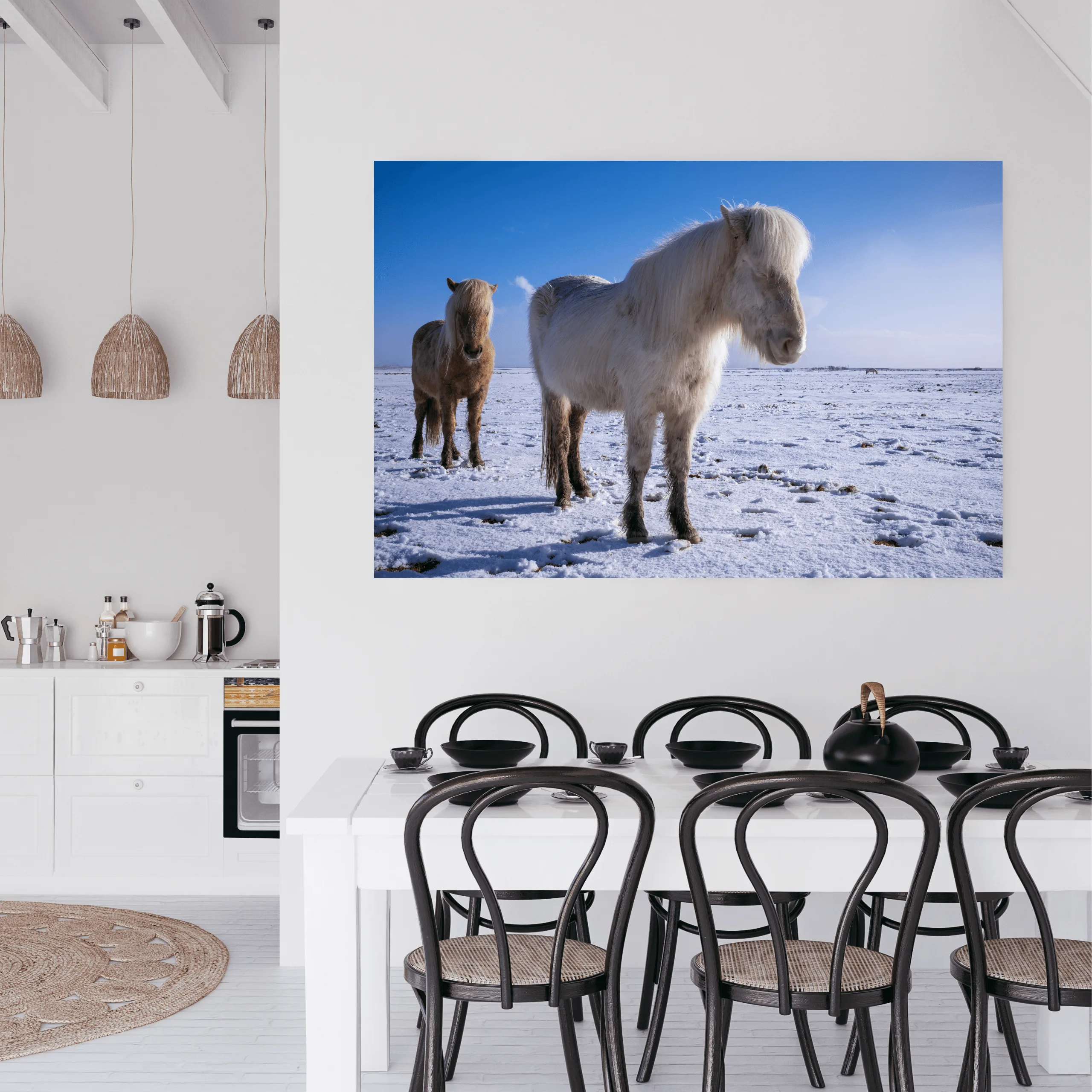 Winter Bliss shown framed on a wall, for scale