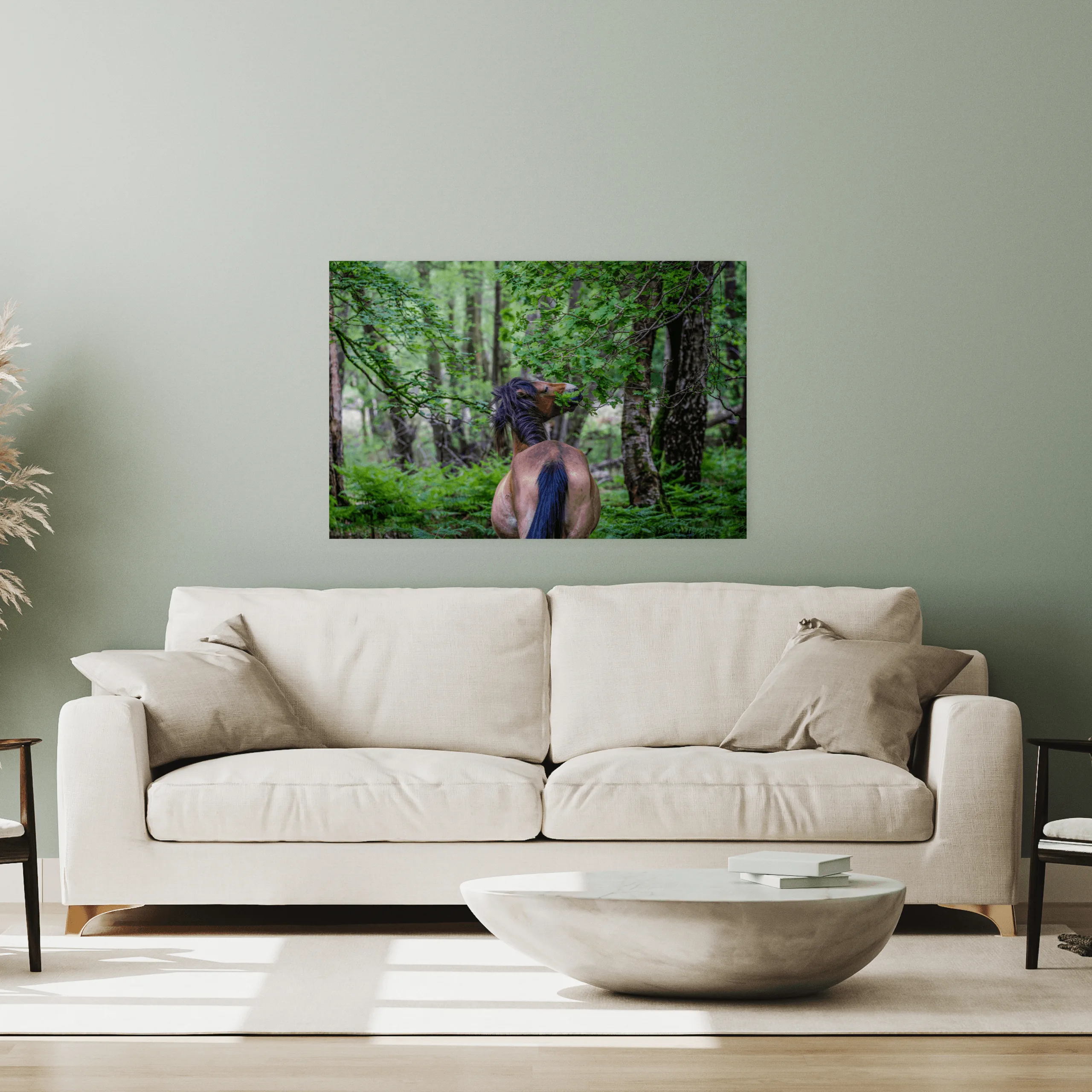 The Forager shown framed on a wall, for scale