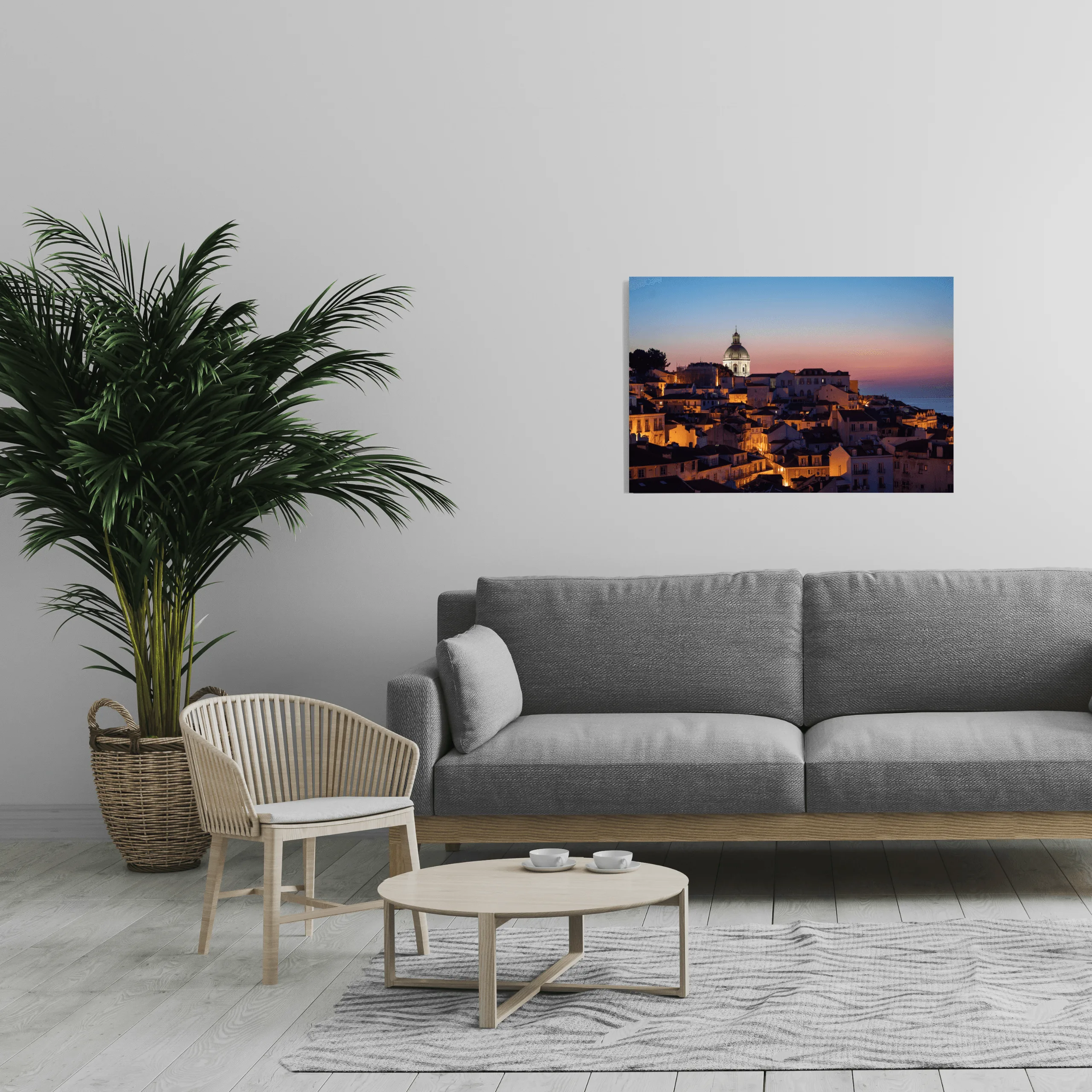 Embers – Santa Engrácia shown framed on a wall, for scale